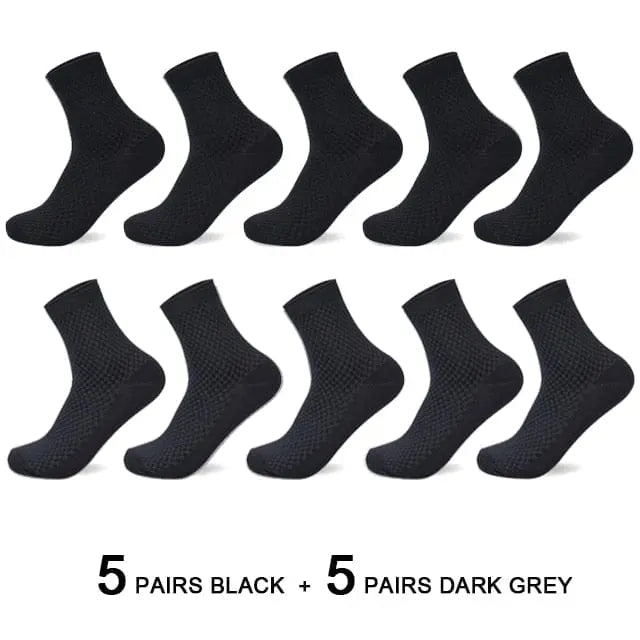 Anel Demosthene General Store 0 10 Pairs/Lot Men's Bamboo Fiber Socks 2022 New Compression Autumn Long Black Business Casual Man Dress Sock Gift Plus Size 42-45