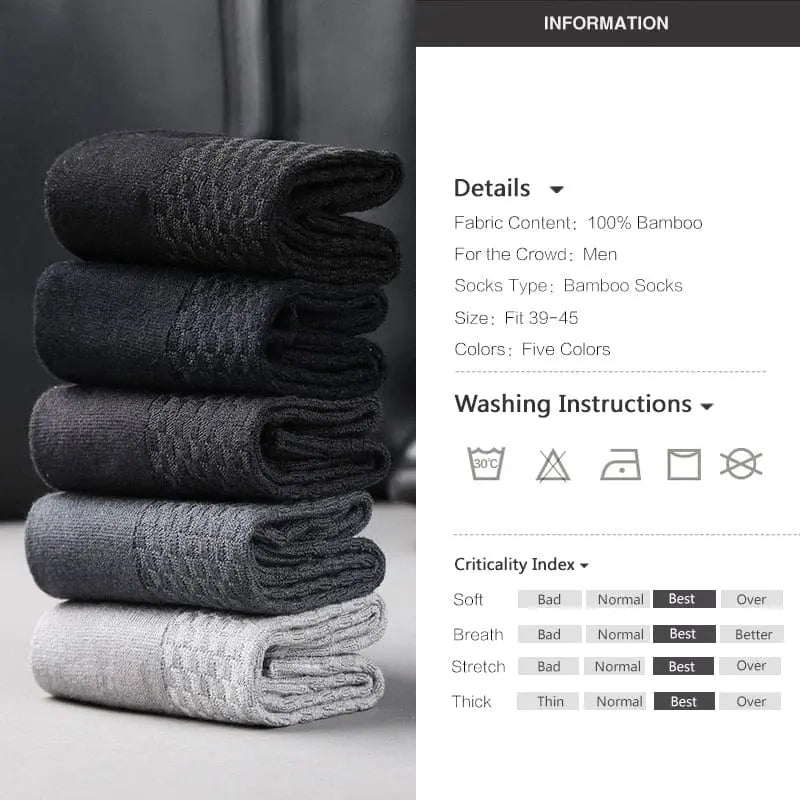 Anel Demosthene General Store 0 10 Pairs/Lot Men's Bamboo Fiber Socks 2022 New Compression Autumn Long Black Business Casual Man Dress Sock Gift Plus Size 42-45