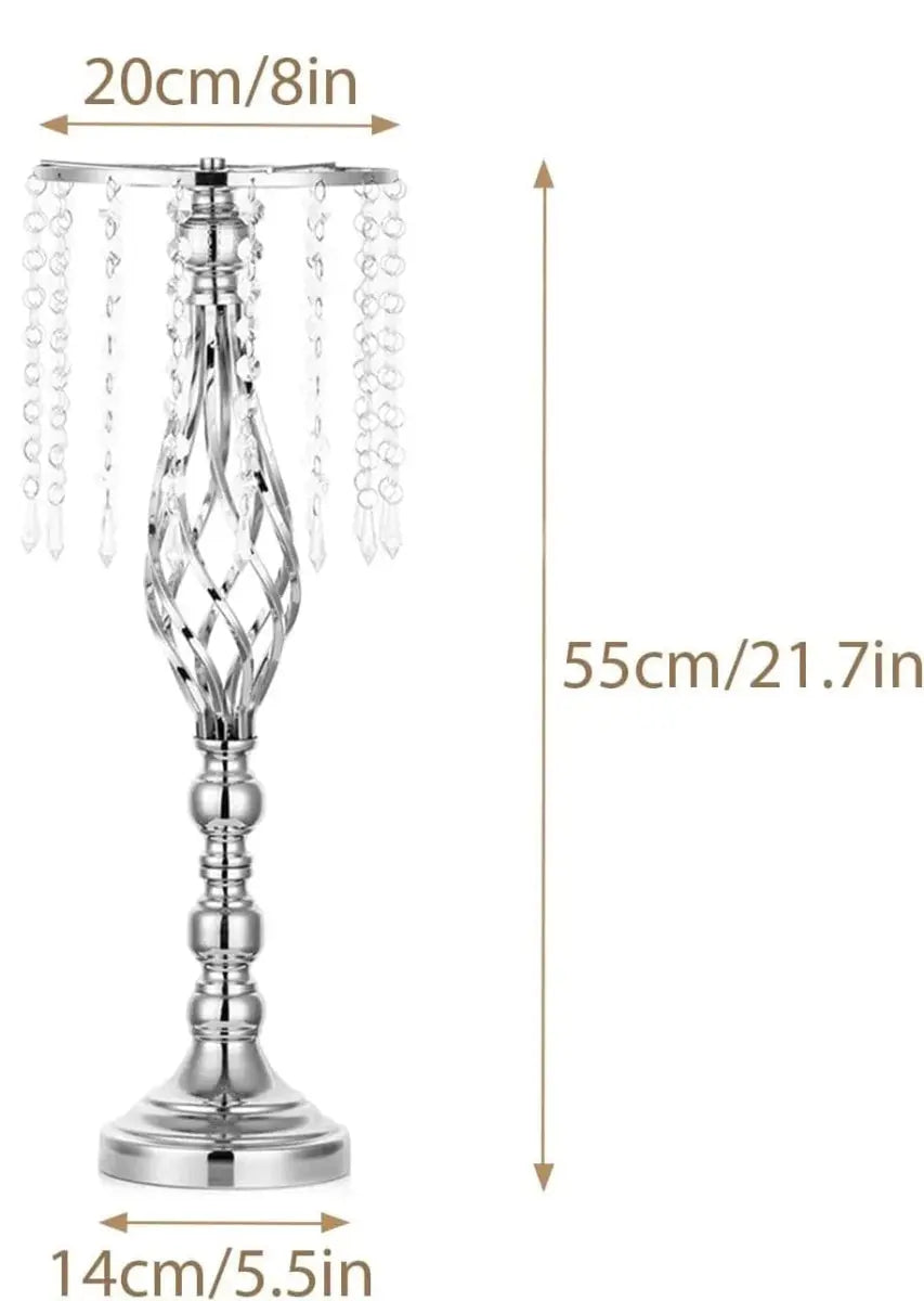 10 Pcs Gold Vase for Wedding Centerpieces Table Decorations with Chandelier Crystals, Flower Vase, Wedding Metal Flower Stand - SHOWLU FASHION STORE