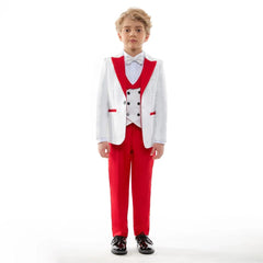10 Days Delivery Smart Boy Suit Set 4pcs Formal Party Dress Classic Jacquard Boy Suit Formal Single Breasted Clothing - SHOWLU FASHION STORE