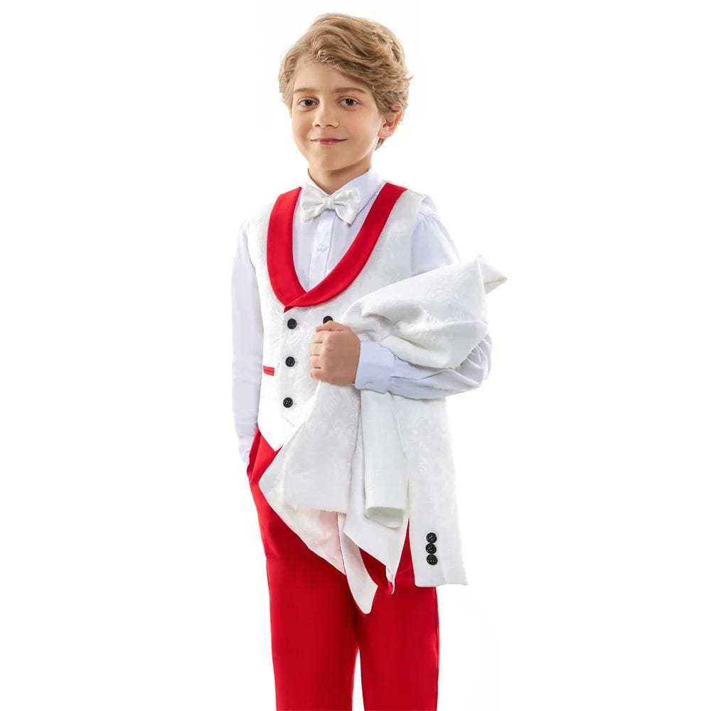 10 Days Delivery Smart Boy Suit Set 4pcs Formal Party Dress Classic Jacquard Boy Suit Formal Single Breasted Clothing - SHOWLU FASHION STORE