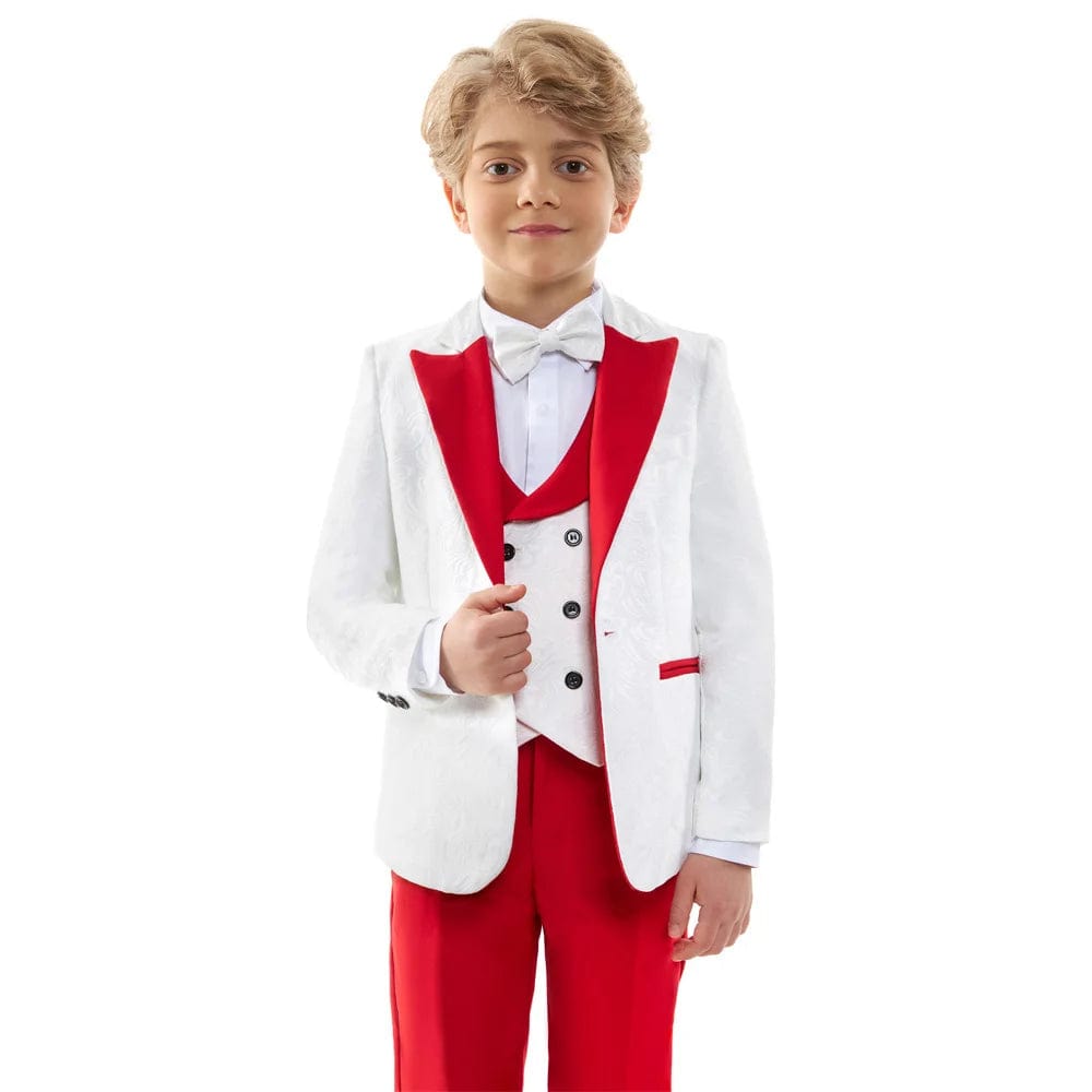 10 Days Delivery Smart Boy Suit Set 4pcs Formal Party Dress Classic Jacquard Boy Suit Formal Single Breasted Clothing - SHOWLU FASHION STORE
