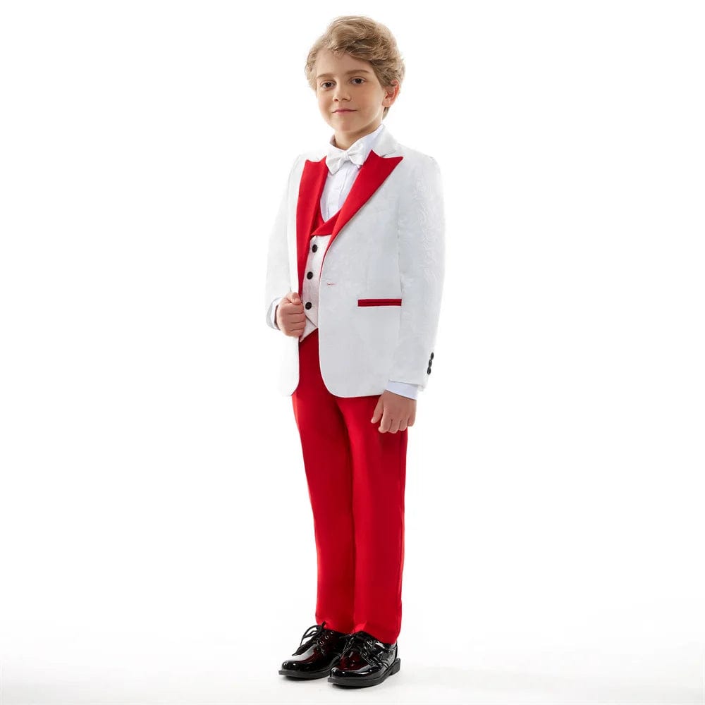 10 Days Delivery Smart Boy Suit Set 4pcs Formal Party Dress Classic Jacquard Boy Suit Formal Single Breasted Clothing - SHOWLU FASHION STORE