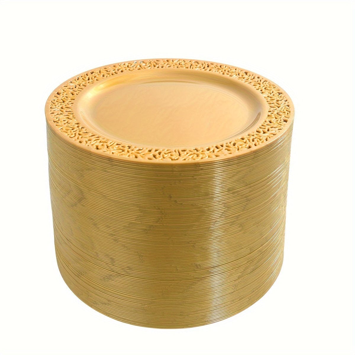 102PCS Brown Gold Dessert Plates 7.5, Plastic Salad Plates with Lace Design, Gold Disposable Plates Ideal for Weddings, Appetizer and Any Occasions - SHOWLU FASHION STORE