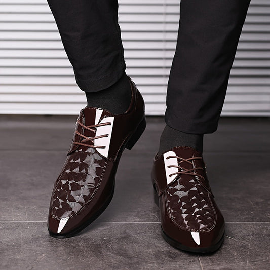 [Classic British Oxfords] Classic British Style Men's Oxfords - Solid Color Low Top Lace-Up with Pointed Toe, Faux Upper & Inner, Rubber Sole for Daily Wear, Wedding, Spring Season, Daily Wear Shoes SHOWLU FASHION STORE