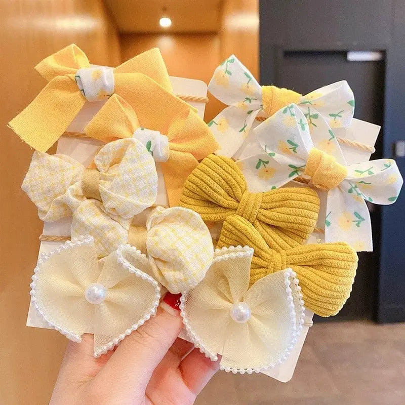 Showlu Fashion Store 0 B-01 10Pcs/Set Big Bow Flower Elastic Hairbands Children Girls Sweet Hair Ties Fashion Headbands Hair Accessories Rubber Band For Kid