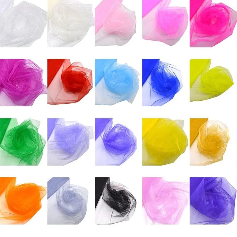 Showlu Fashion Store 0 10m/lot 48cm Sheer Crystal Organza Tulle Roll Fabric for Wedding Party Decoration organza chair wedding Arch Decor woman's Dress