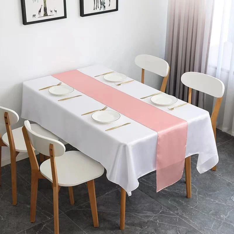 10pc Satin Table Runner For Banquet Wedding Party Event Home Supply Table Decorations Cloth Cover Runner 30x275cm(12*108inch) - SHOWLU FASHION STORE