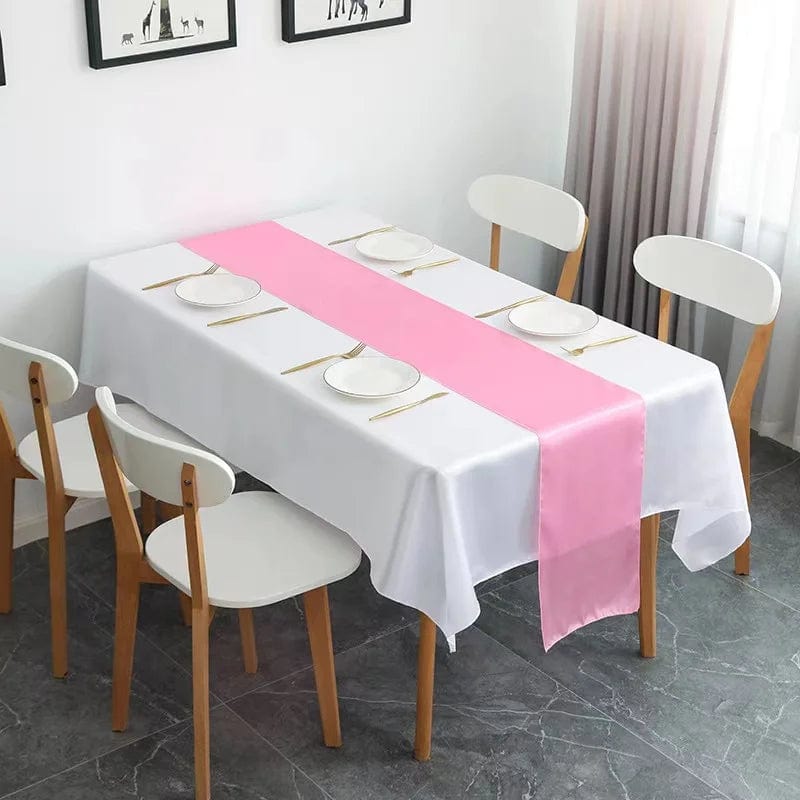 10pc Satin Table Runner For Banquet Wedding Party Event Home Supply Table Decorations Cloth Cover Runner 30x275cm(12*108inch) - SHOWLU FASHION STORE