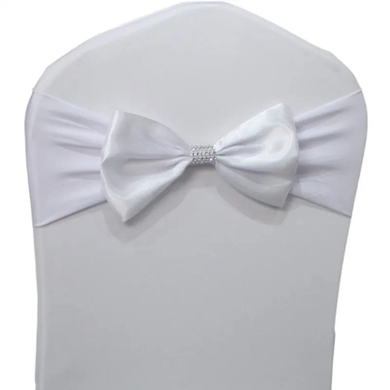 10pcs/50pcs Free Tie Wedding Satin Chair Sash Elastic Stretch Spandex Chair Bow Band For Banquet Hotel Birthday Party Decoration - SHOWLU FASHION STORE