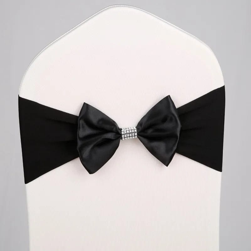 10pcs/50pcs Free Tie Wedding Satin Chair Sash Elastic Stretch Spandex Chair Bow Band For Banquet Hotel Birthday Party Decoration - SHOWLU FASHION STORE