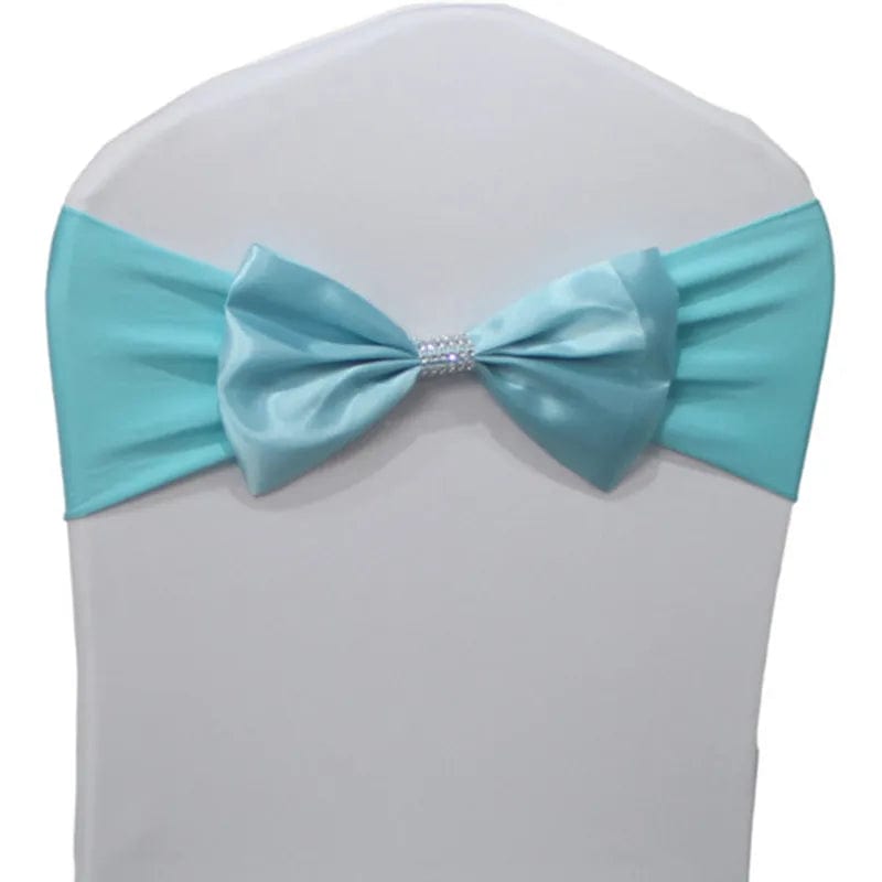 10pcs/50pcs Free Tie Wedding Satin Chair Sash Elastic Stretch Spandex Chair Bow Band For Banquet Hotel Birthday Party Decoration - SHOWLU FASHION STORE