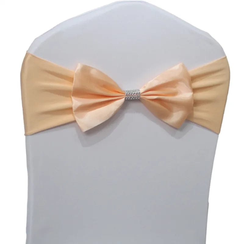 10pcs/50pcs Free Tie Wedding Satin Chair Sash Elastic Stretch Spandex Chair Bow Band For Banquet Hotel Birthday Party Decoration - SHOWLU FASHION STORE