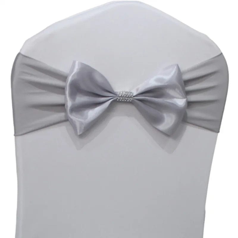 10pcs/50pcs Free Tie Wedding Satin Chair Sash Elastic Stretch Spandex Chair Bow Band For Banquet Hotel Birthday Party Decoration - SHOWLU FASHION STORE