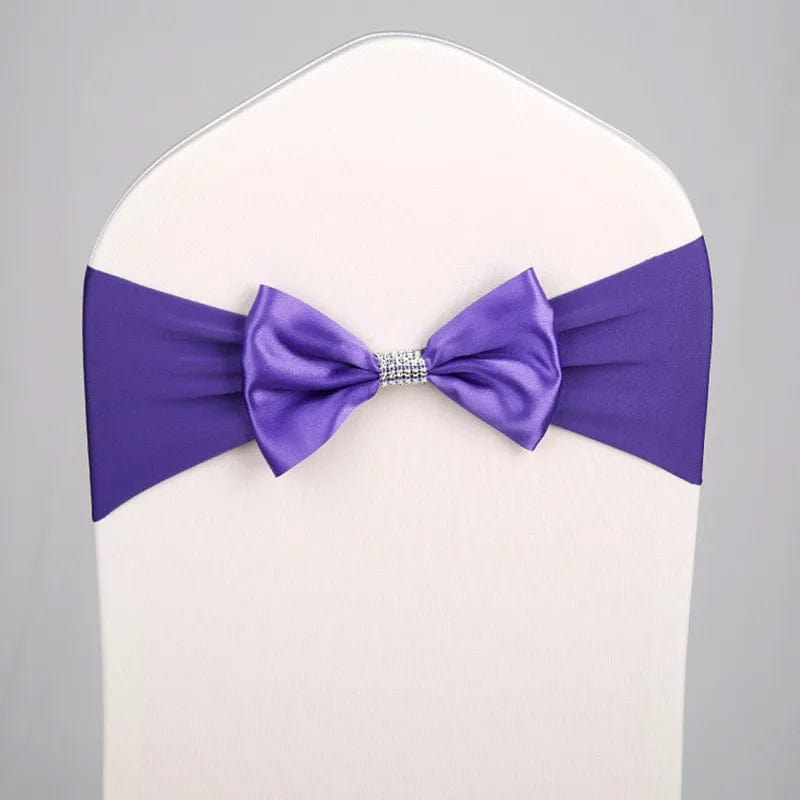 10pcs/50pcs Free Tie Wedding Satin Chair Sash Elastic Stretch Spandex Chair Bow Band For Banquet Hotel Birthday Party Decoration - SHOWLU FASHION STORE