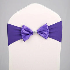 10pcs/50pcs Free Tie Wedding Satin Chair Sash Elastic Stretch Spandex Chair Bow Band For Banquet Hotel Birthday Party Decoration - SHOWLU FASHION STORE
