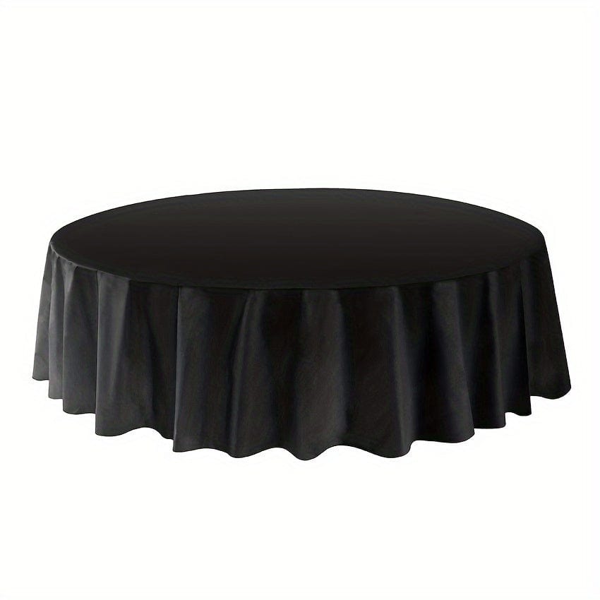 12 - Pack Premium Plastic Table Cover Medium Weight Disposable Tablecloth - for Wedding, Birthday, Bachelor Party, Graduation - Versatile Fit For Various Occasions, Holiday - Themed 12PK Round 84" - SHOWLU FASHION STORE