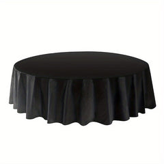 12 - Pack Premium Plastic Table Cover Medium Weight Disposable Tablecloth - for Wedding, Birthday, Bachelor Party, Graduation - Versatile Fit For Various Occasions, Holiday - Themed 12PK Round 84" - SHOWLU FASHION STORE