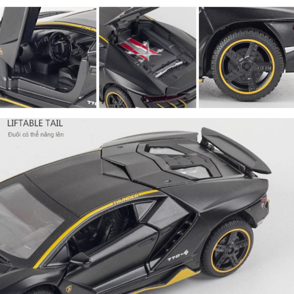 1/32 Cars Toys Auto To Scale Lambor LP770 Diecast Model Cars Alloy Autos Toys Gift for Boys Pull Back Light Music Kids Car - SHOWLU FASHION STORE