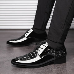 [Classic British Oxfords] Classic British Style Men's Oxfords - Solid Color Low Top Lace-Up with Pointed Toe, Faux Upper & Inner, Rubber Sole for Daily Wear, Wedding, Spring Season, Daily Wear Shoes SHOWLU FASHION STORE