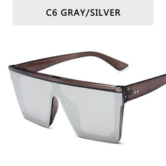 15 colors Flat Top Sunglasses Men Women Brand Designer Square Shades Gradient Sun Glasses Men Cool One Piece UV400 Mirror - SHOWLU FASHION STORE