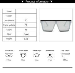 15 colors Flat Top Sunglasses Men Women Brand Designer Square Shades Gradient Sun Glasses Men Cool One Piece UV400 Mirror - SHOWLU FASHION STORE