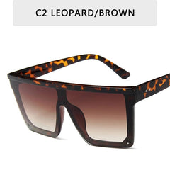 15 colors Flat Top Sunglasses Men Women Brand Designer Square Shades Gradient Sun Glasses Men Cool One Piece UV400 Mirror - SHOWLU FASHION STORE