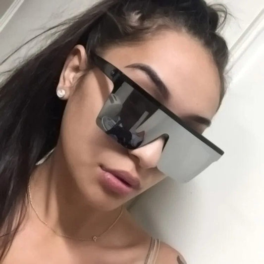 15 colors Flat Top Sunglasses Men Women Brand Designer Square Shades Gradient Sun Glasses Men Cool One Piece UV400 Mirror - SHOWLU FASHION STORE