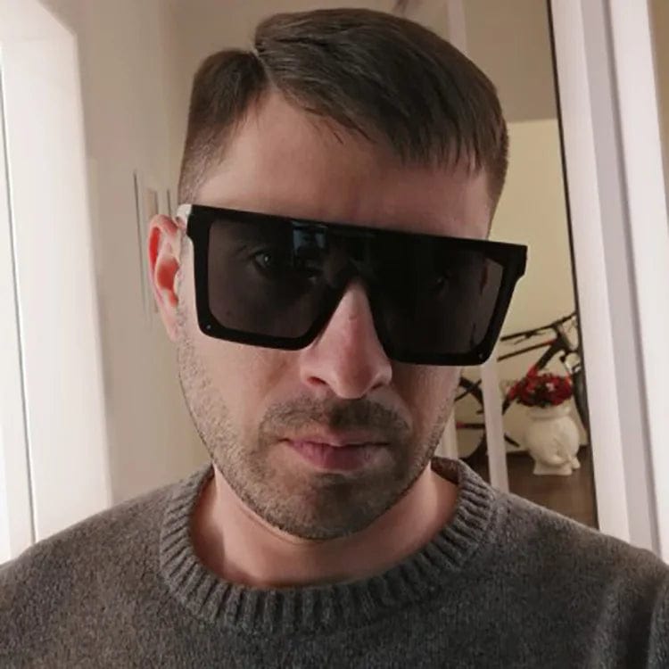 15 colors Flat Top Sunglasses Men Women Brand Designer Square Shades Gradient Sun Glasses Men Cool One Piece UV400 Mirror - SHOWLU FASHION STORE