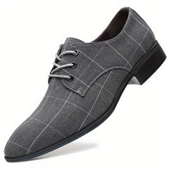 Plus Size Mens Low Top Plaid Derby Shoes - Breathable, Comfy, Non Slip, Lace Up, Rubber Sole, PU Insole, Fabric Upper - Perfect for Summer Formal Events SHOWLU FASHION STORE