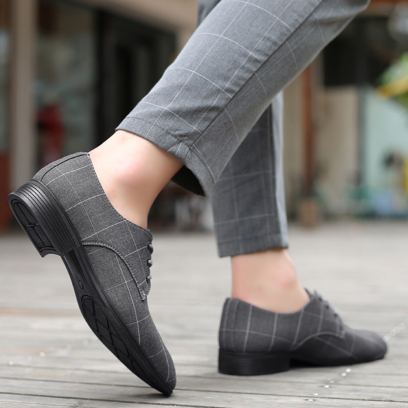 Plus Size Mens Low Top Plaid Derby Shoes - Breathable, Comfy, Non Slip, Lace Up, Rubber Sole, PU Insole, Fabric Upper - Perfect for Summer Formal Events SHOWLU FASHION STORE
