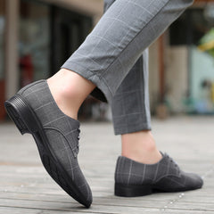 Plus Size Mens Low Top Plaid Derby Shoes - Breathable, Comfy, Non Slip, Lace Up, Rubber Sole, PU Insole, Fabric Upper - Perfect for Summer Formal Events SHOWLU FASHION STORE