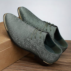 Men's Business Casual Oxfords - Green Glittery Lace-Up Shoes with Rubber Sole for Everyday & Formal Wear, Versatile Dress Shoes | Stylish Laceup Shoes | Shoes SHOWLU FASHION STORE