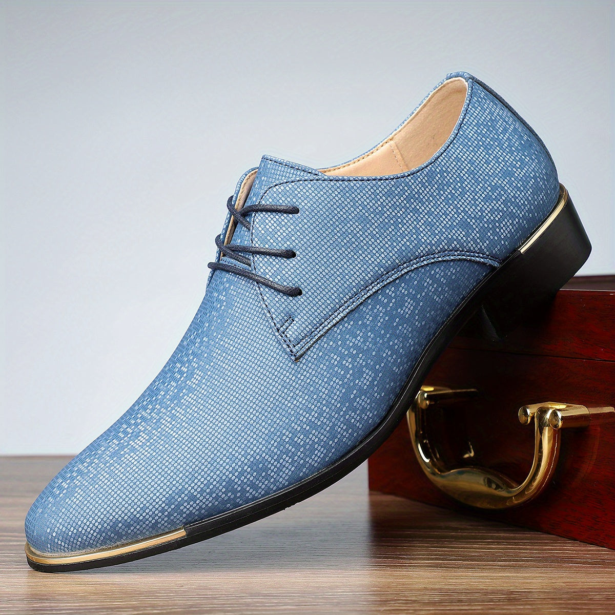 Men's Business Casual Oxfords - Green Glittery Lace-Up Shoes with Rubber Sole for Everyday & Formal Wear, Versatile Dress Shoes | Stylish Laceup Shoes | Shoes SHOWLU FASHION STORE