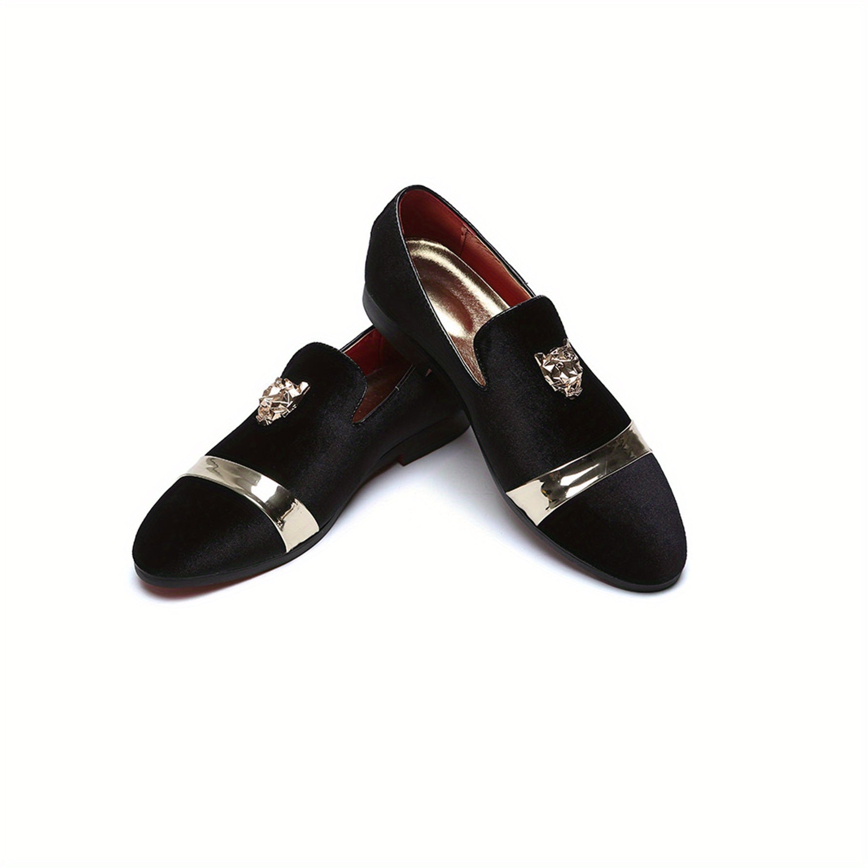 Extra Large Men's Business Casual Loafers with Golden Tiger Head Accents SHOWLU FASHION STORE