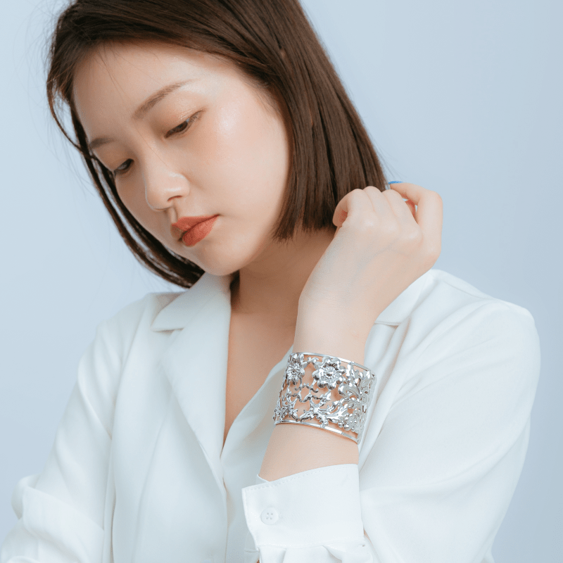 18K Metal Hollow Wide European and American Personalized Women's Opening - SHOWLU FASHION STORE