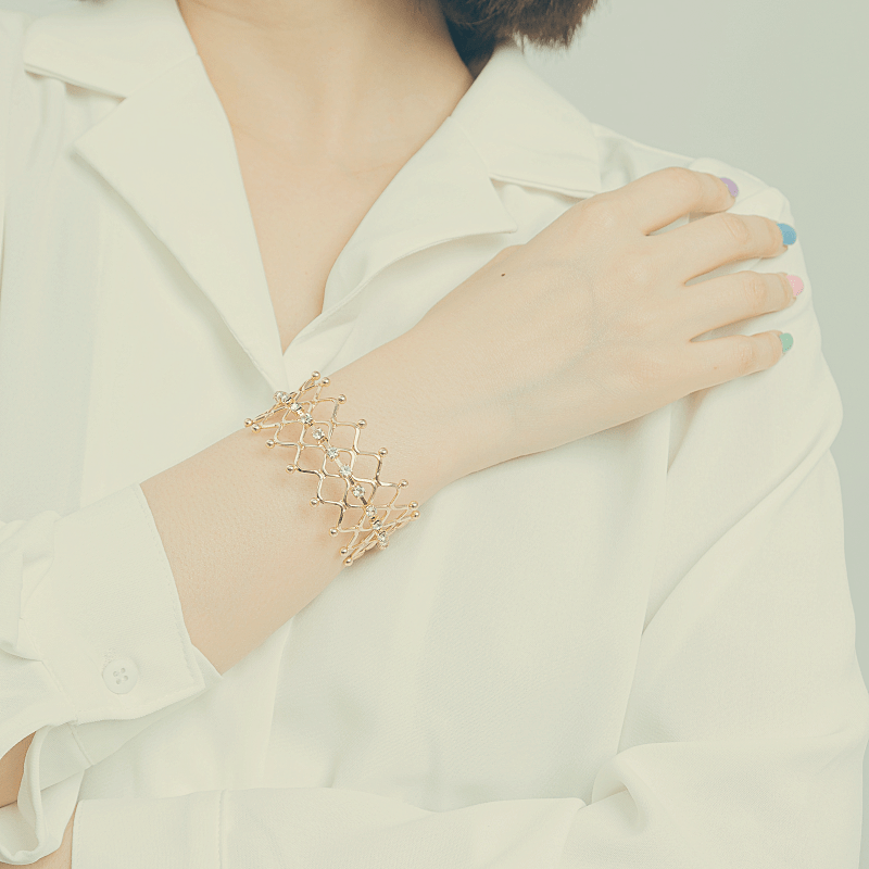 18K Metal Hollow Wide European and American Personalized Women's Opening - SHOWLU FASHION STORE