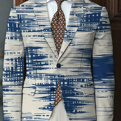 [Four-Season Party Blazer] Four-Season Regular Fit Men's Party Blazer - Stripes Print/Animal Print Notched Lapel, Fashion Suit Top With Button Details SHOWLU FASHION STORE