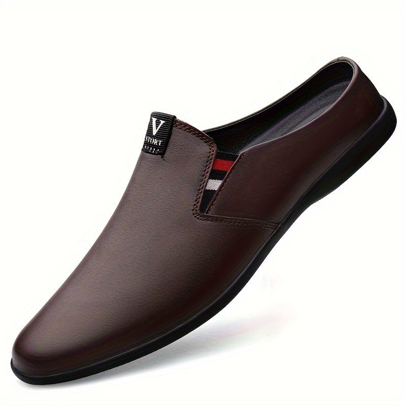 Men's Summer Slip-On Mules - Breathable Split Leather Upper, Non-Slip Rubber Sole, Comfortable PU Inner Lining, Round Toe Design, Casual Style for Casual Attire, Mule Shoes SHOWLU FASHION STORE