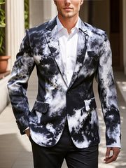 [1pc Gradient Blazer with Lapel] 1pc Men'S Casual Polyester Blazer with Gradient Print, Lapel Collar, Button Closure, Non - Stretch Fabric, Woven, Skinny Fit for Night Out, Weekend, Spring/Fall - Fake Pockets Detail - SHOWLU FASHION STORE