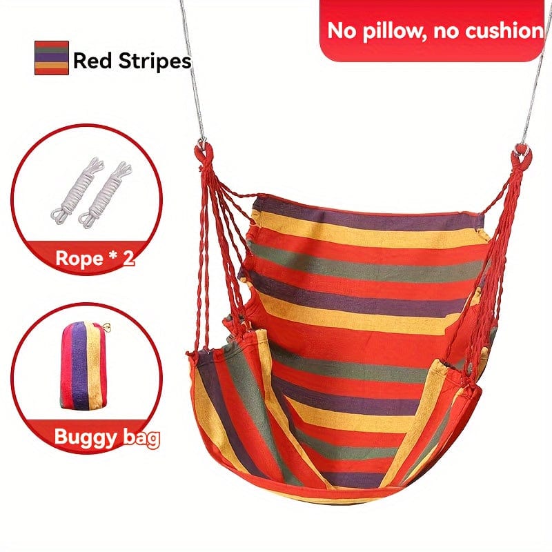 1pc Outdoor Hammock Chair, Canvas Leisure Swing Hanging Chair, With Pillow And Cushion, Indoor Outdoor Hammock, Garden Leisure Furniture Hammocks, Perfect For Outdoor, Home, Bedroom, Yard, Camping - SHOWLU FASHION STORE