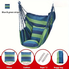 1pc Outdoor Hammock Chair, Canvas Leisure Swing Hanging Chair, With Pillow And Cushion, Indoor Outdoor Hammock, Garden Leisure Furniture Hammocks, Perfect For Outdoor, Home, Bedroom, Yard, Camping - SHOWLU FASHION STORE