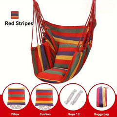 1pc Outdoor Hammock Chair, Canvas Leisure Swing Hanging Chair, With Pillow And Cushion, Indoor Outdoor Hammock, Garden Leisure Furniture Hammocks, Perfect For Outdoor, Home, Bedroom, Yard, Camping - SHOWLU FASHION STORE
