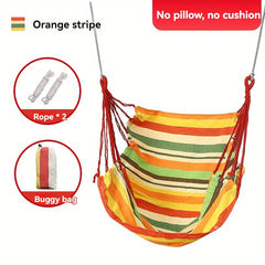1pc Outdoor Hammock Chair, Canvas Leisure Swing Hanging Chair, With Pillow And Cushion, Indoor Outdoor Hammock, Garden Leisure Furniture Hammocks, Perfect For Outdoor, Home, Bedroom, Yard, Camping - SHOWLU FASHION STORE