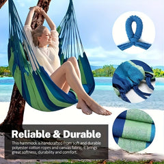 1pc Outdoor Hammock Chair, Canvas Leisure Swing Hanging Chair, With Pillow And Cushion, Indoor Outdoor Hammock, Garden Leisure Furniture Hammocks, Perfect For Outdoor, Home, Bedroom, Yard, Camping - SHOWLU FASHION STORE
