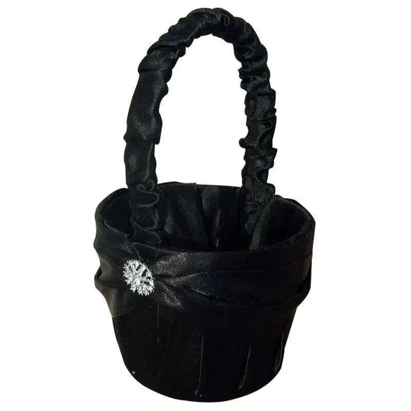 20 cm White Flower Girls Basket Silk Wedding Basket for Flower Bride/Kids Hand Held Wedding Ceremony Party Decorations - SHOWLU FASHION STORE