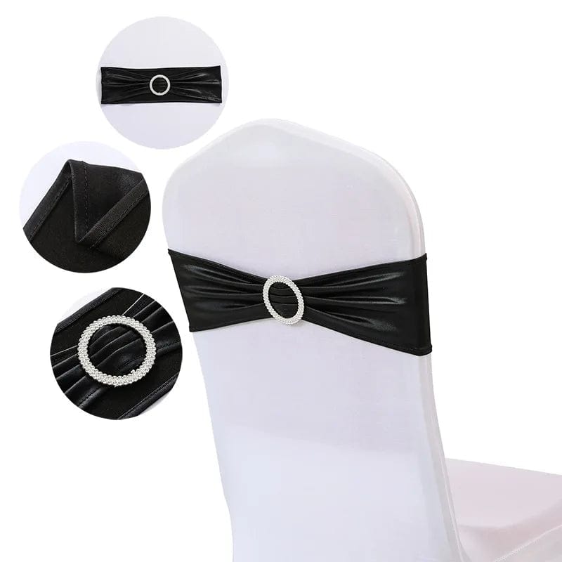 20 Pieces Spandex Chair Sashes with Buckle ,Metallic Gold Stretch Chair Cover for Wedding Hotel Banquet Events Chair Decorations - SHOWLU FASHION STORE