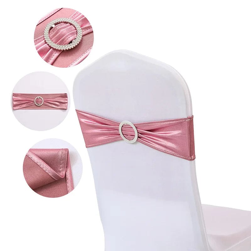 20 Pieces Spandex Chair Sashes with Buckle ,Metallic Gold Stretch Chair Cover for Wedding Hotel Banquet Events Chair Decorations - SHOWLU FASHION STORE