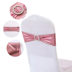 20 Pieces Spandex Chair Sashes with Buckle ,Metallic Gold Stretch Chair Cover for Wedding Hotel Banquet Events Chair Decorations - SHOWLU FASHION STORE