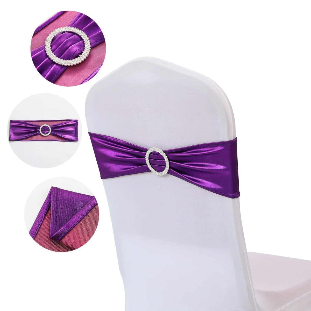 20 Pieces Spandex Chair Sashes with Buckle ,Metallic Gold Stretch Chair Cover for Wedding Hotel Banquet Events Chair Decorations - SHOWLU FASHION STORE